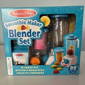 Melissa & Doug Smoothie Maker Blender Set - Blue and Orange